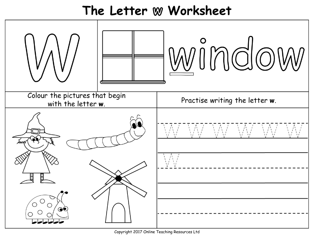 letter w worksheets for pre k