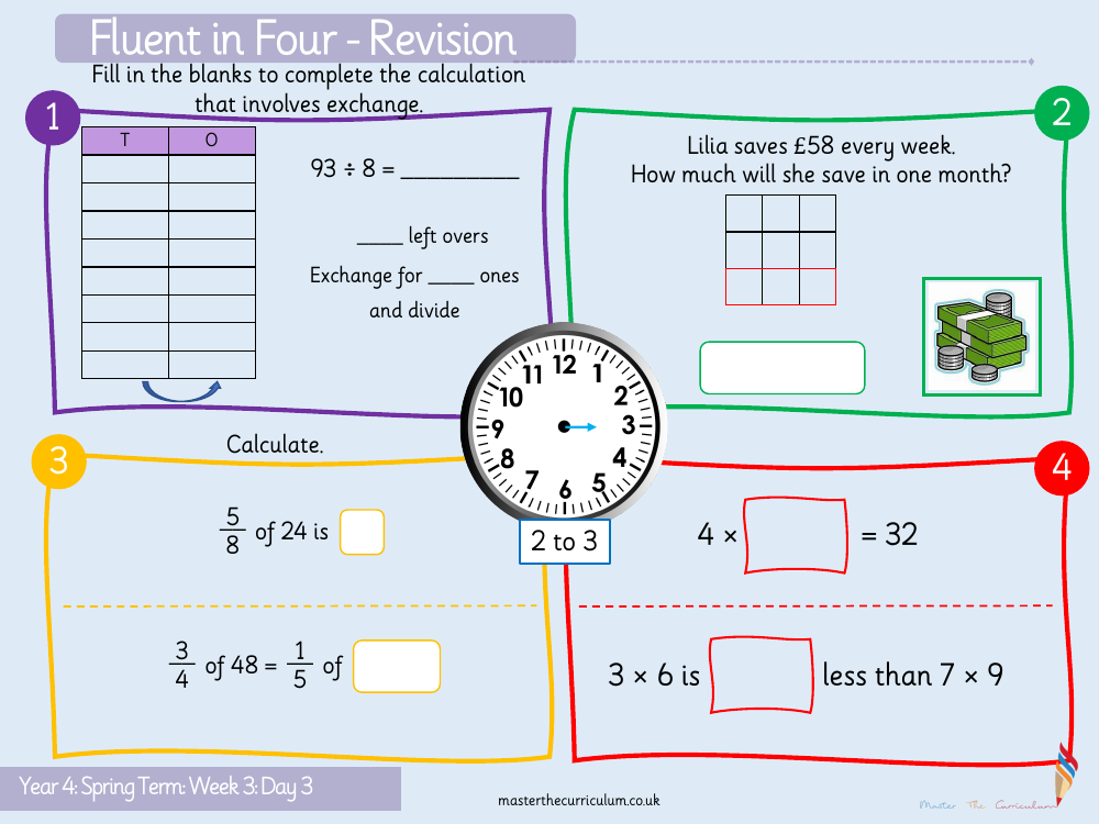 Multiplication and Division - Divide 3-digits by 1-digit - Starter