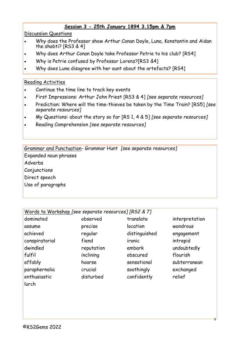 The Mummy's Curse - Session 3 - Worksheet