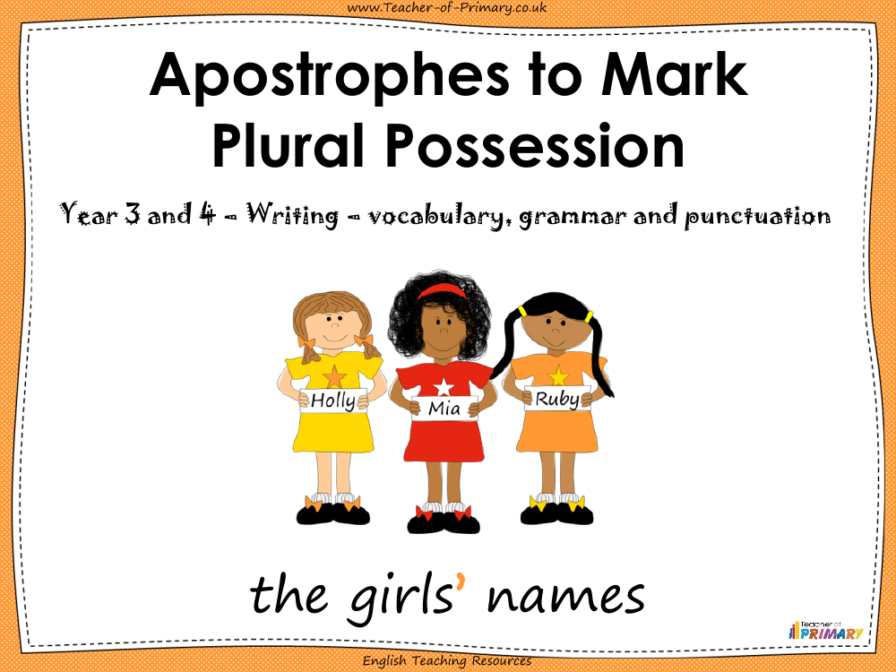 Apostrophes to Mark Plural Possession - PowerPoint