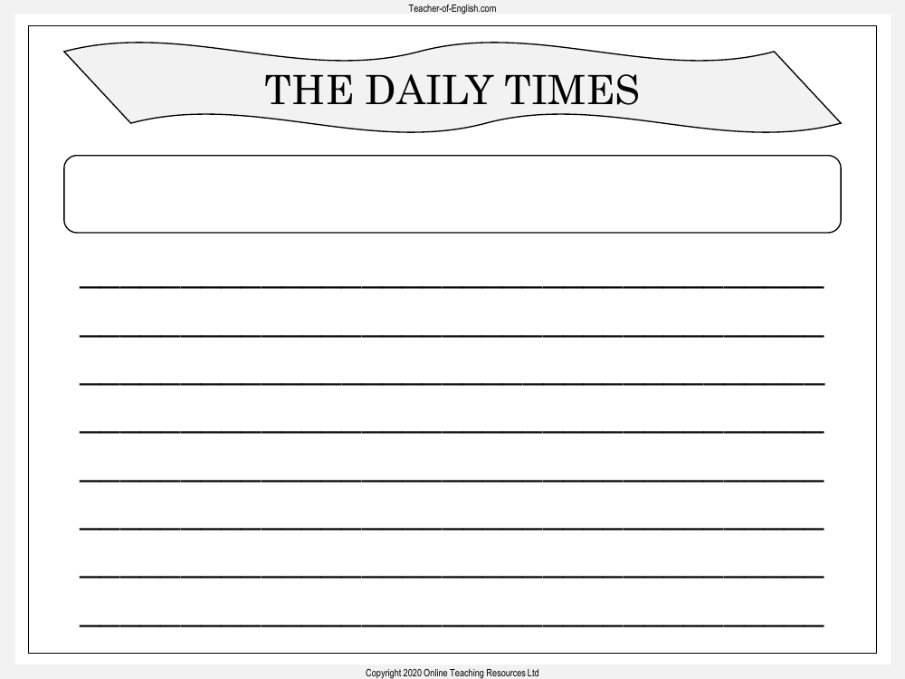 Charlie and the Chocolate Factory - Lesson 11: Headline News - Lesson Planning Worksheet