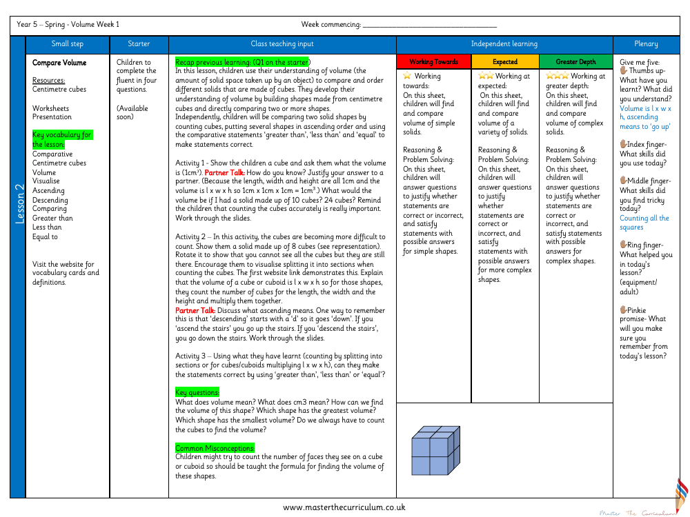 Volume - Compare Volume - Planning