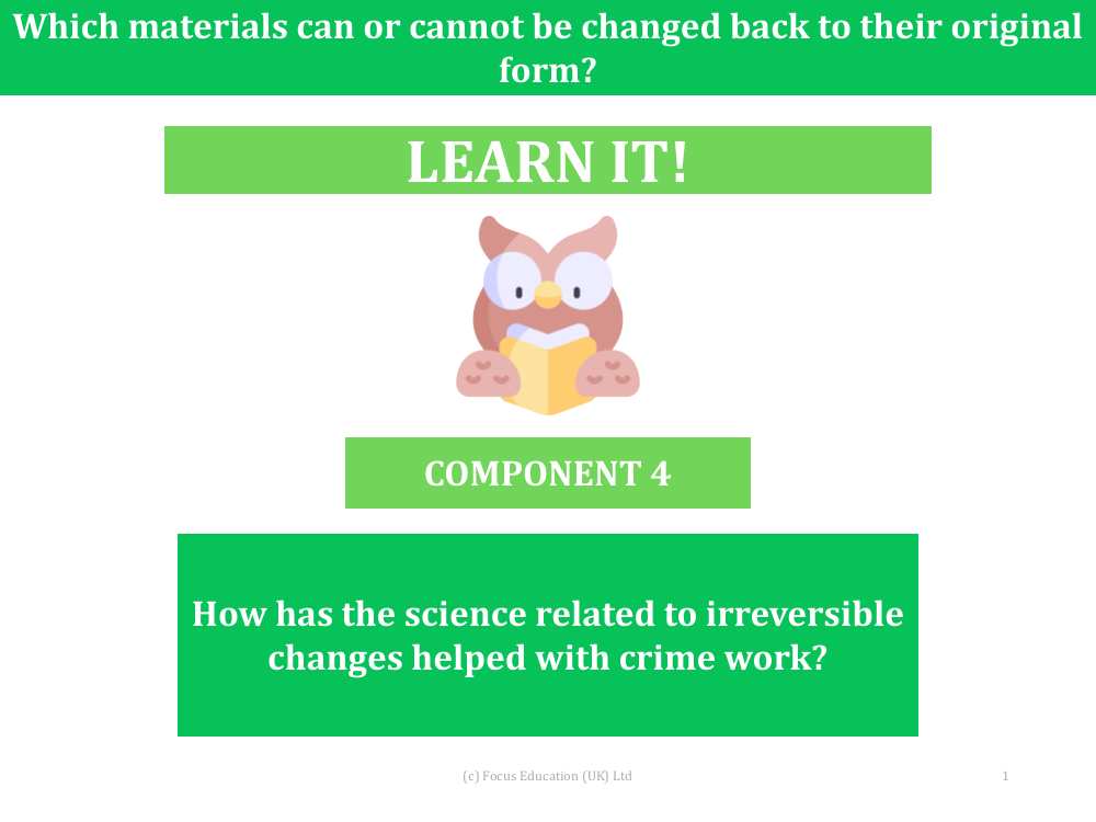 How has the science related to irreversible changes helped with crime work? - Presentation