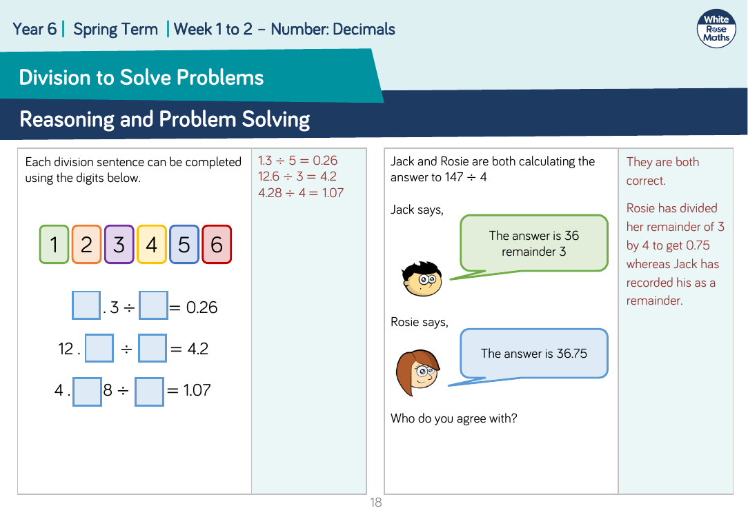 Division to solve problem: Reasoning and Problem Solving