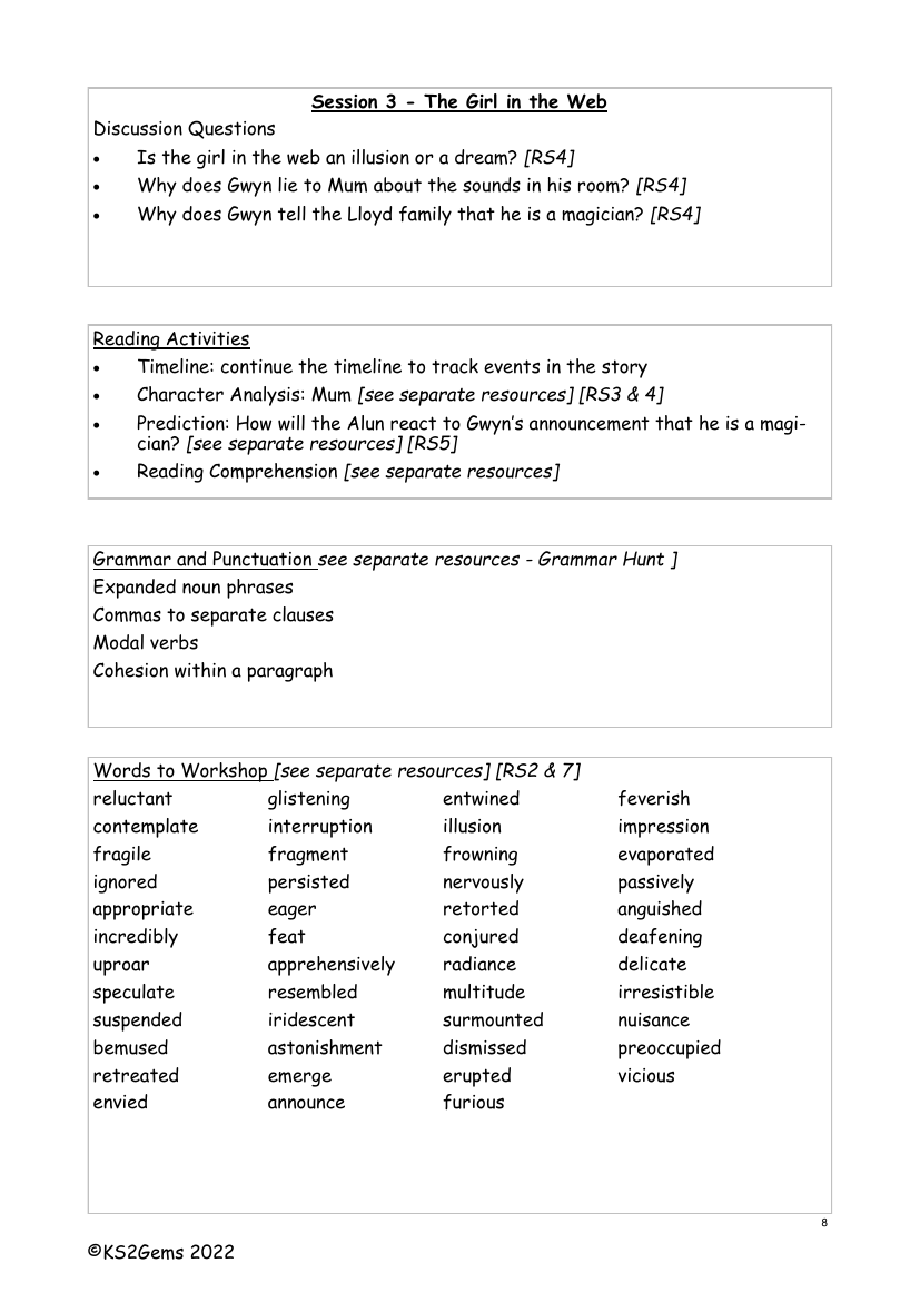 The Snow Spider - Session 3 - Worksheet