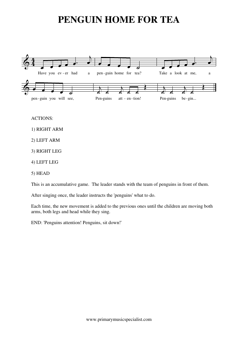 Rhythm and Pulse Reception Notations - Penguin home for tea