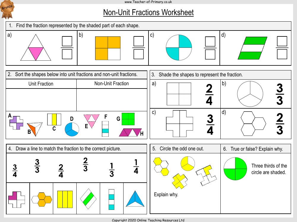 Non-Unit Fractions - Worksheet