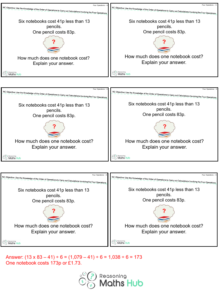 Use Their Knowledge of the Order of Operations to Carry Out Calculations Involving the Four Operations 3 - Reasoning