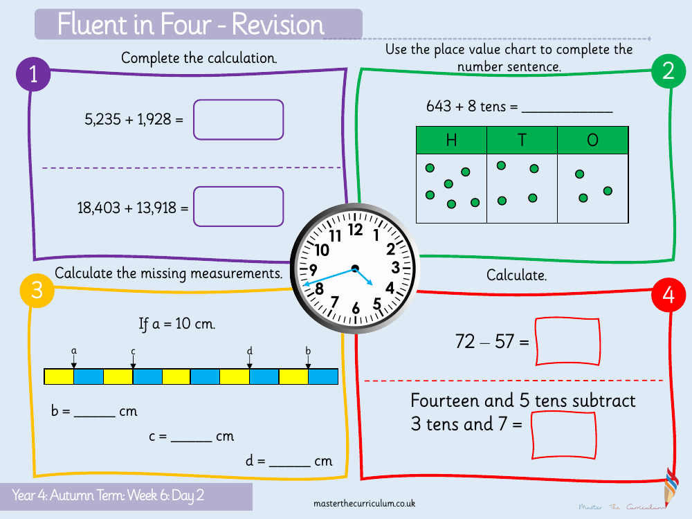 Addition and Subtraction - Subtract a three digit number from a three digit number (no exchange) - Starter