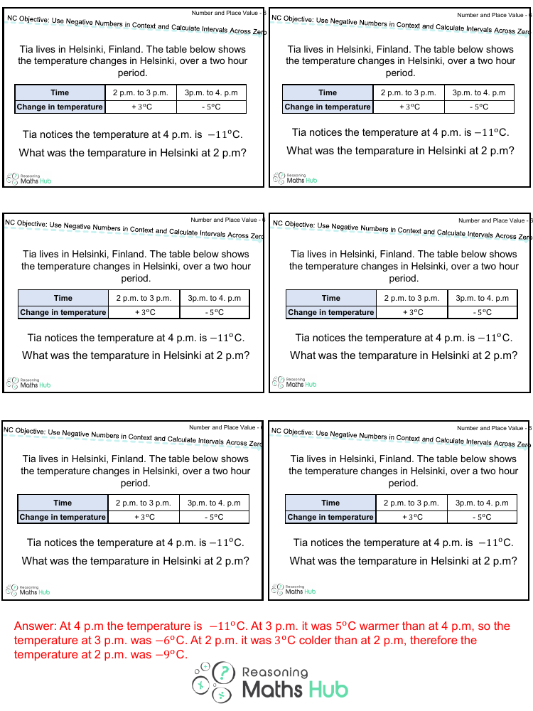 Use Negative Numbers in Context and Calculate Intervals Across Zero 6 - Reasoning