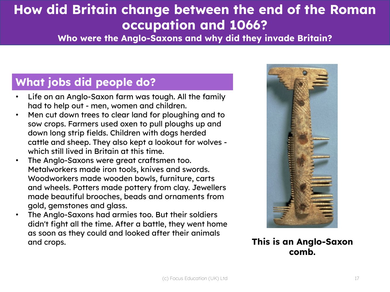 What jobs did Anglo-Saxon people do? - Info sheet