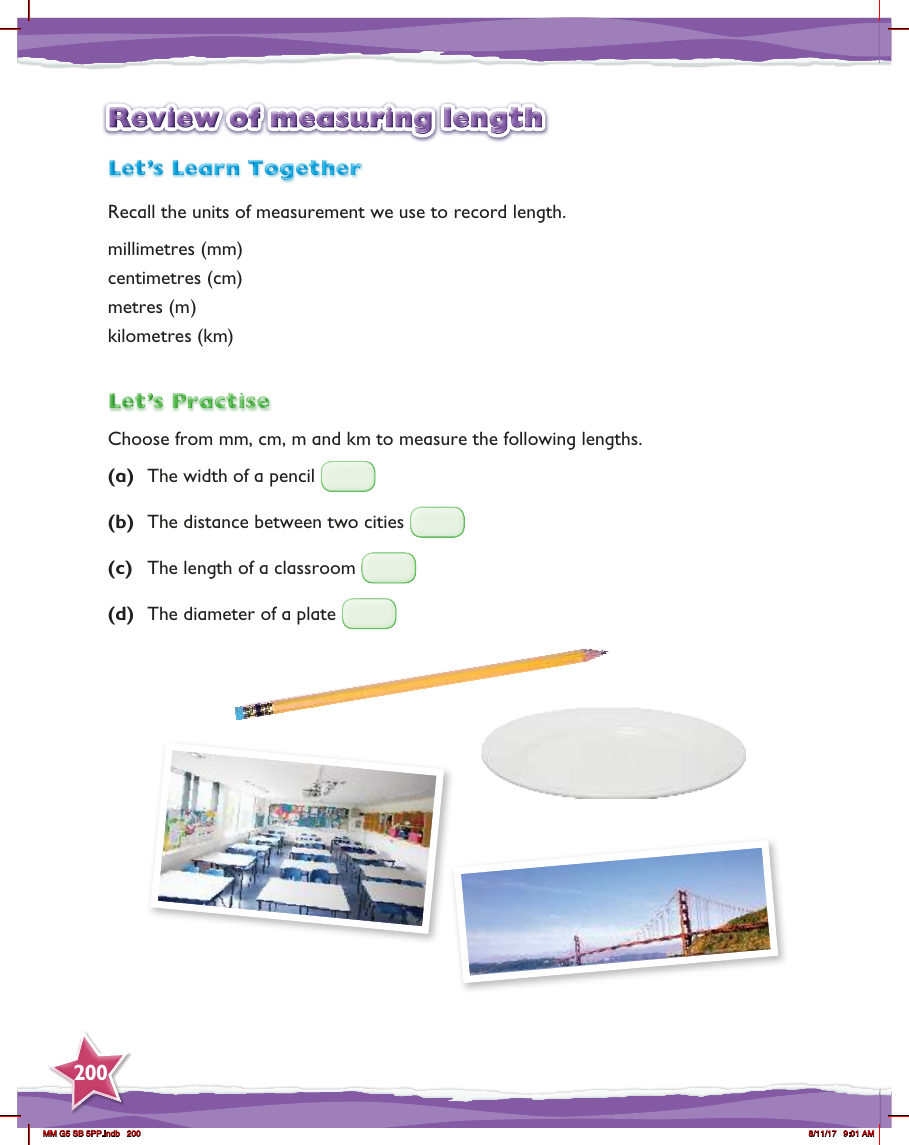 Max Maths, Year 5, Practice, Review of measuring length