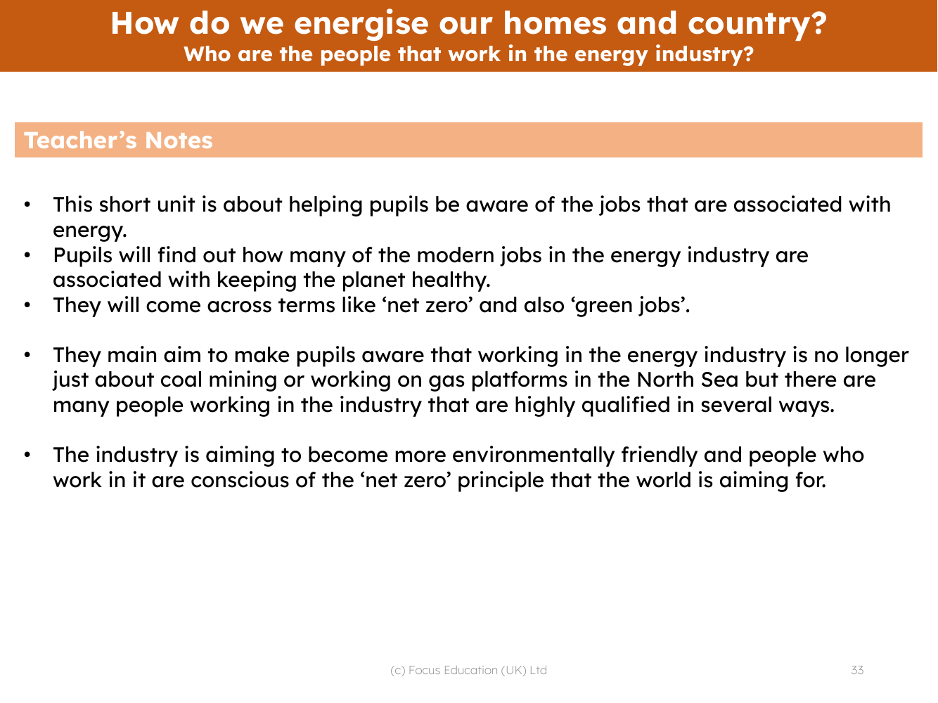 Who are the people that work in the energy industry? - teacher's notes