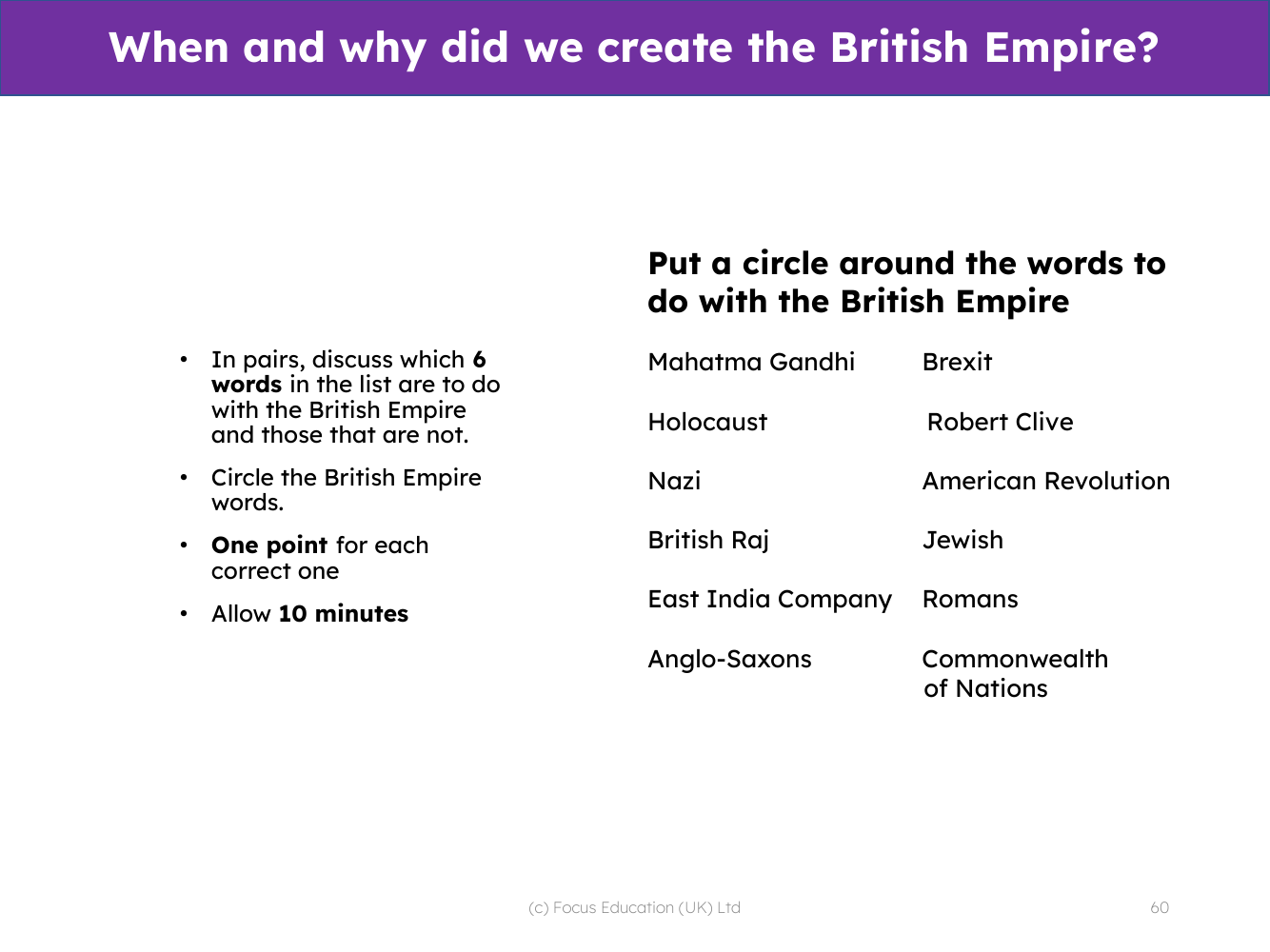 Word sorts - The British Empire