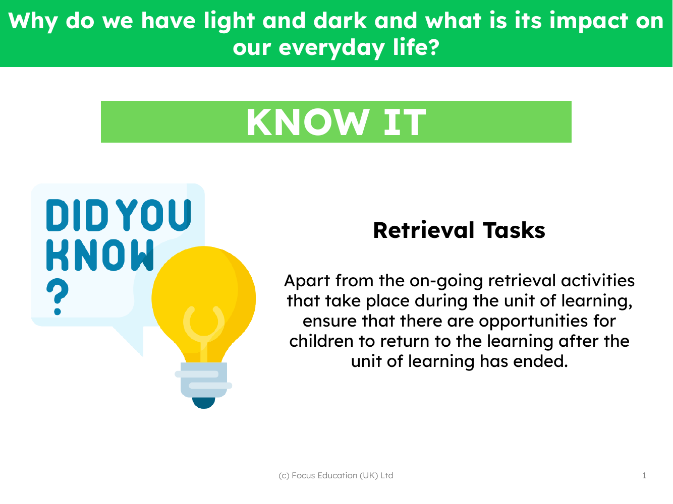 Know it! - Light and Dark - 2nd Grade