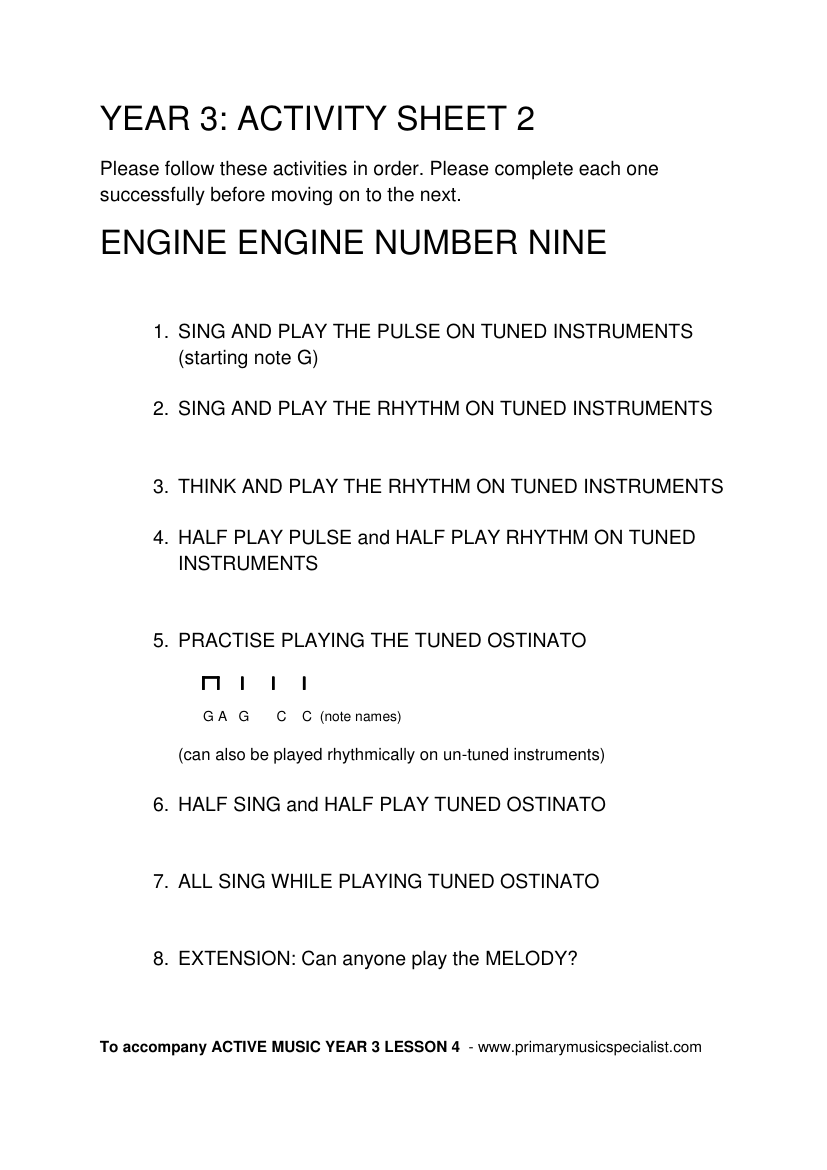 Instrumental - Year 3 Activity Sheet 2