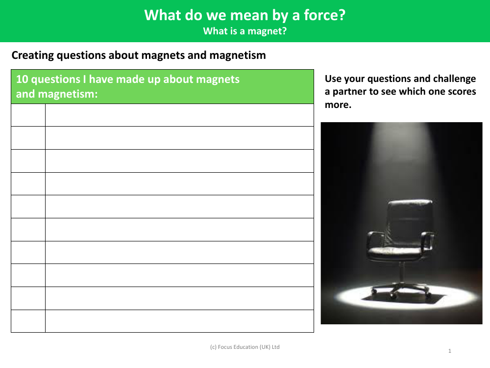 10 Questions I have made up about magnets and magnetism - Worksheet - Year 3