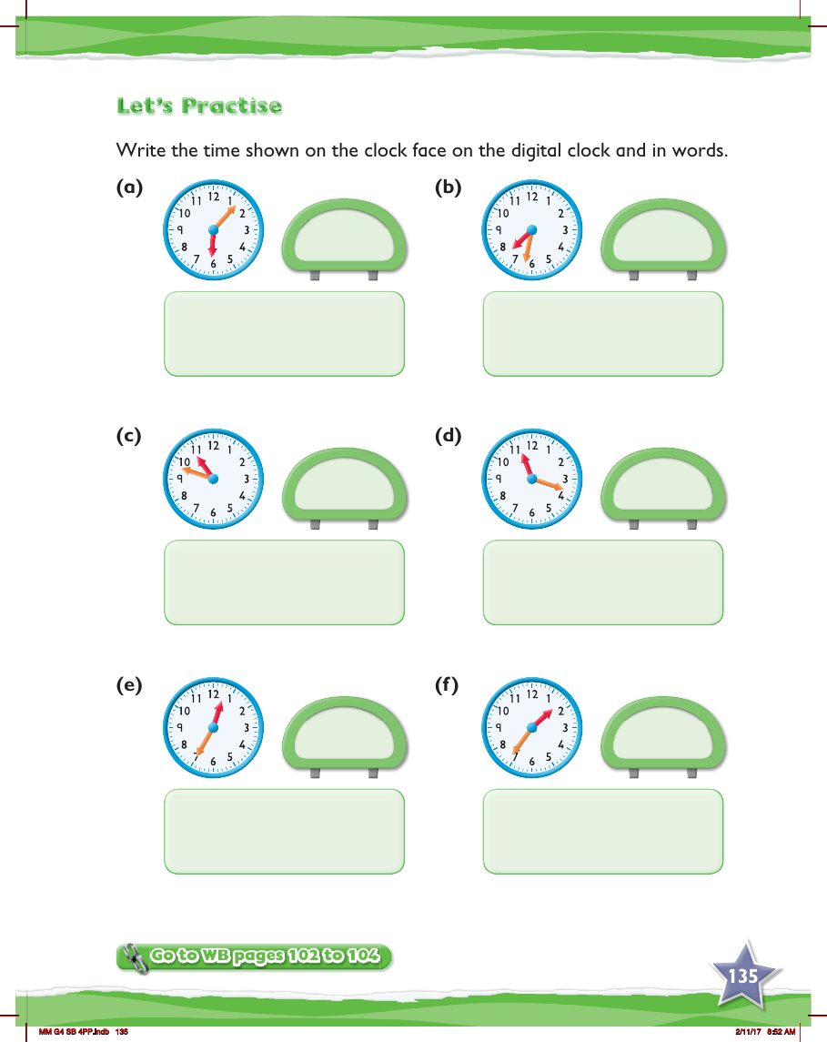 Max Maths, Year 4, Practice, Review of reading the time