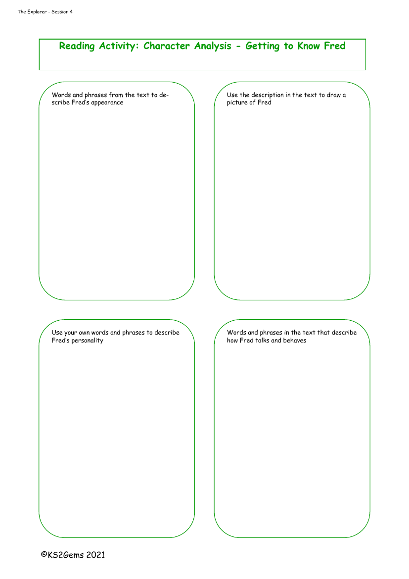 The Explorer - Session 4 - Character Analysis Fred