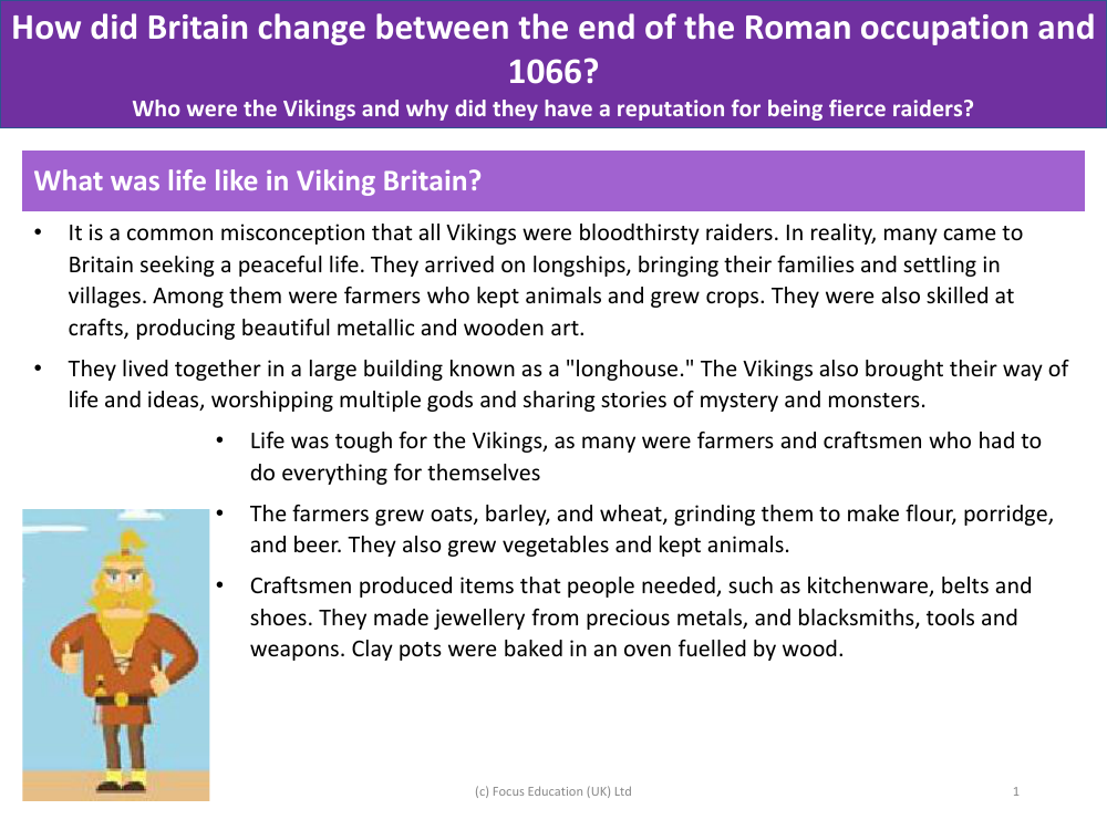 What was life like in Viking Britain? - Info sheet