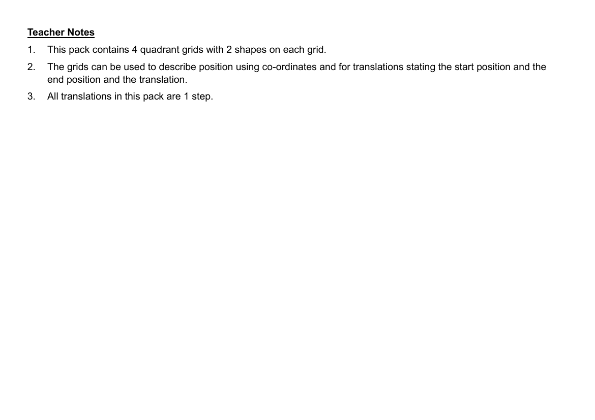 Four Quadrant Grid with 1 step Translation