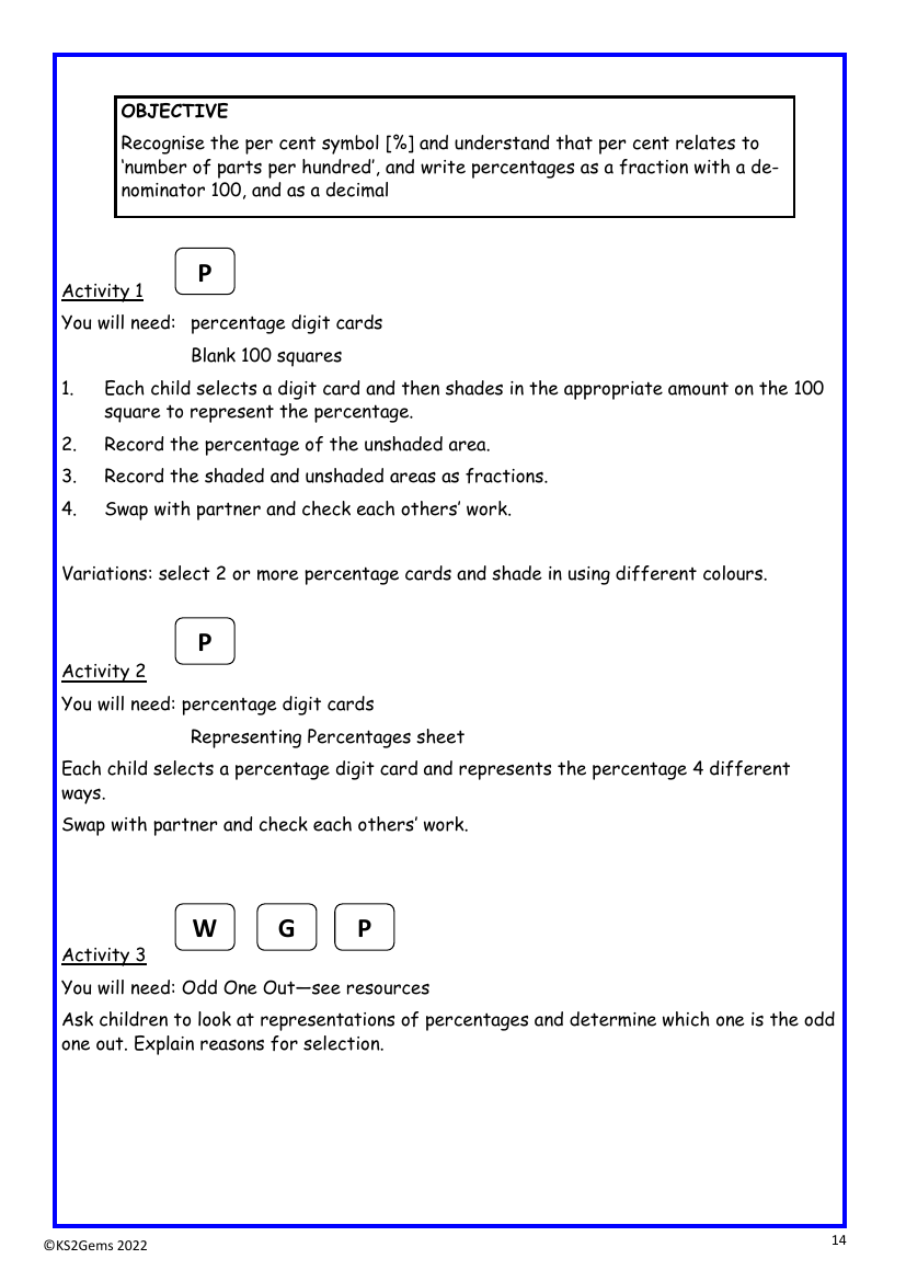 percentages homework year 5