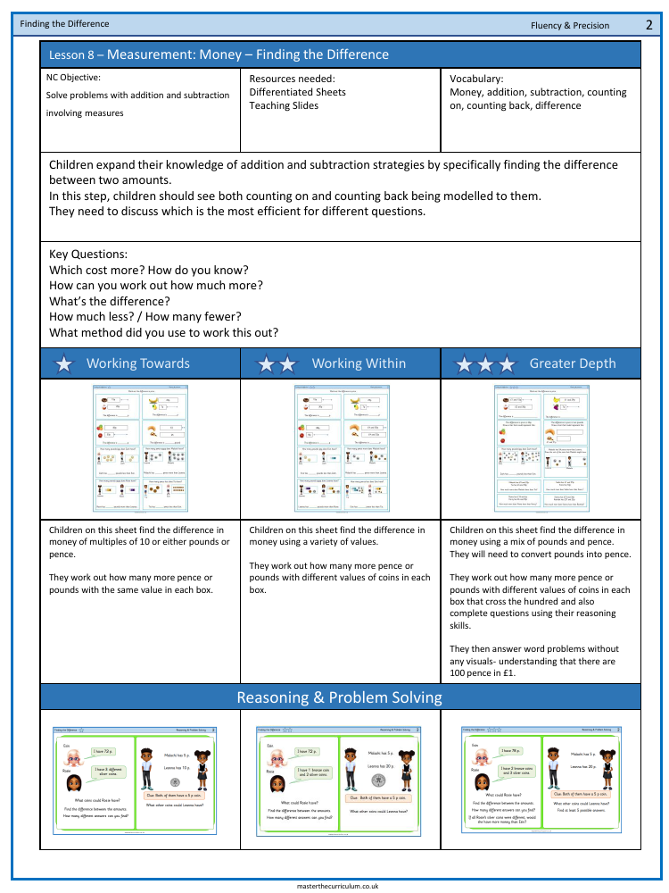 Money - Finding the difference - Worksheet