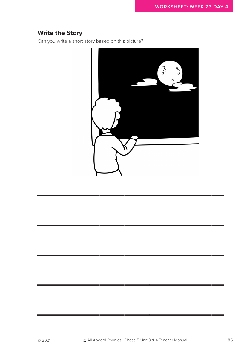 Week 23, lesson 4 Write the Story activity - Phonics Phase 5, unit 3 - Worksheet