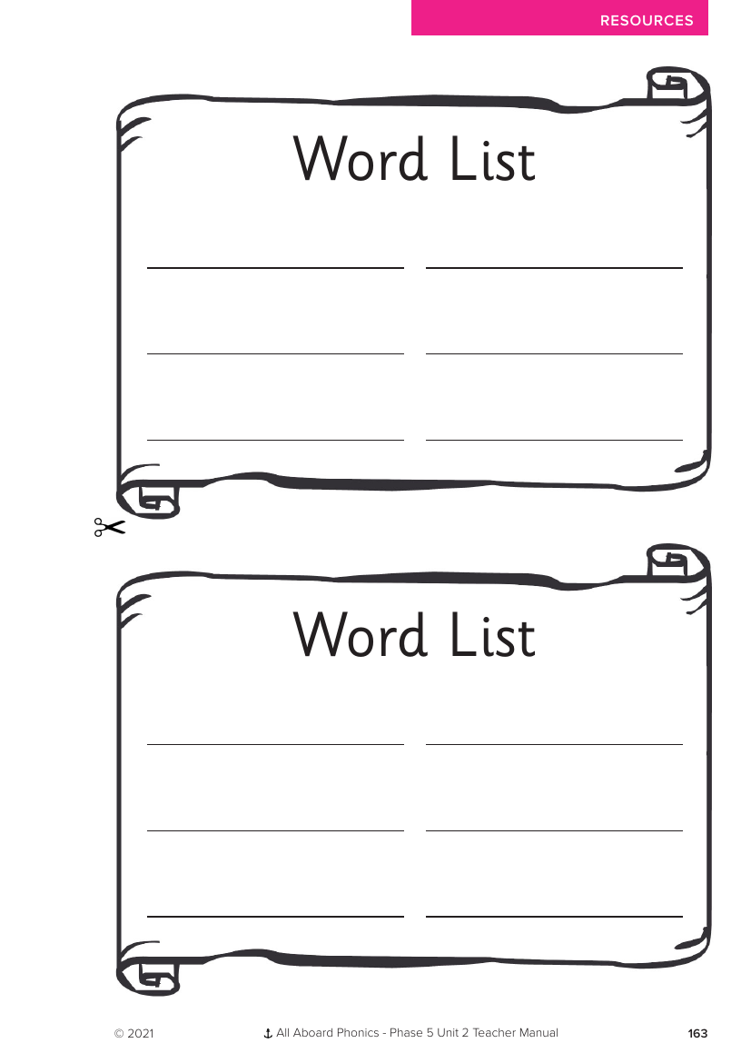 Word List student cards - Phonics Phase 5, unit 2 - Resource