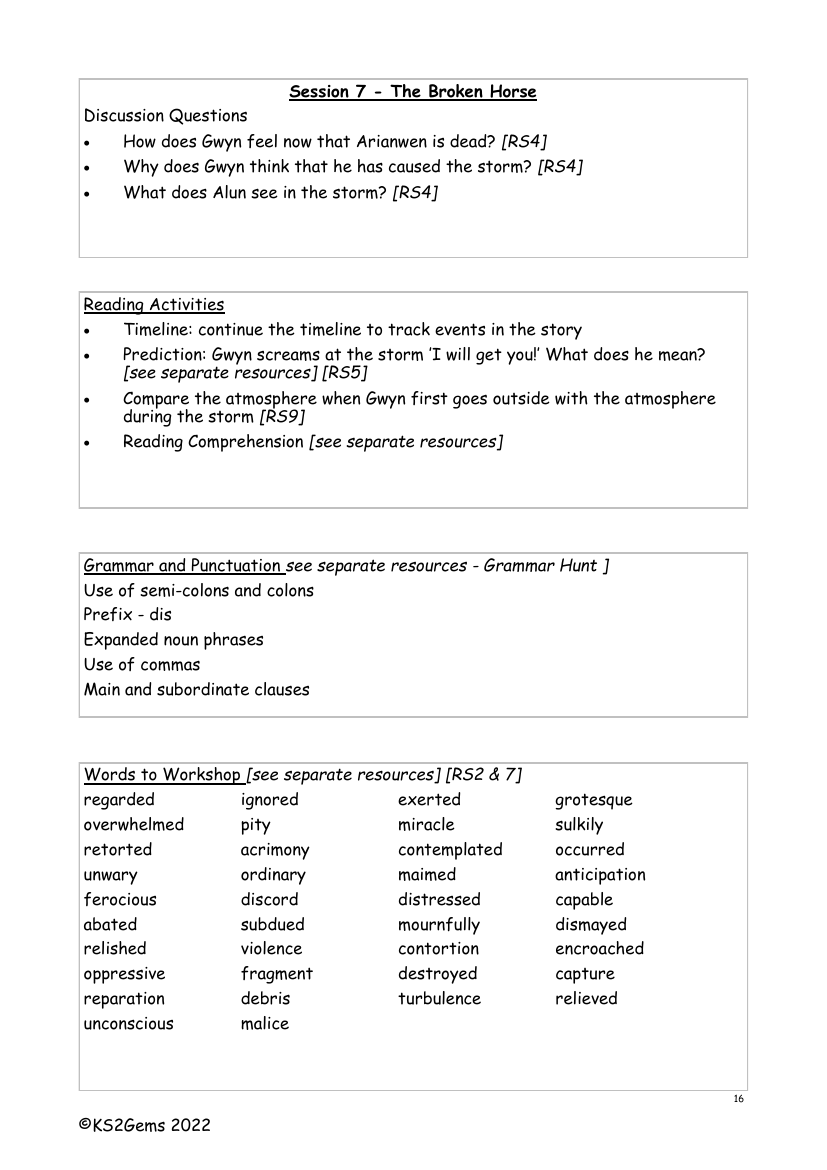 The Snow Spider - Session 7 - Worksheet