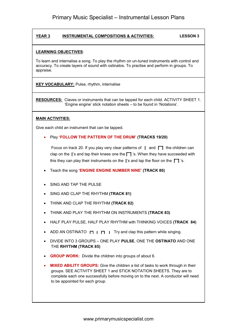 Instrumental - Year 3 Lesson 3