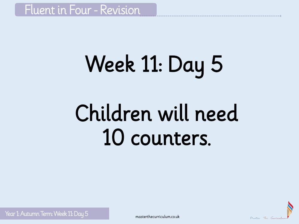 Place Value within 20 - Count one more and one less - Starter