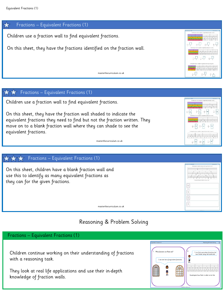 Fractions - Equivalent Fractions (3) - Worksheet