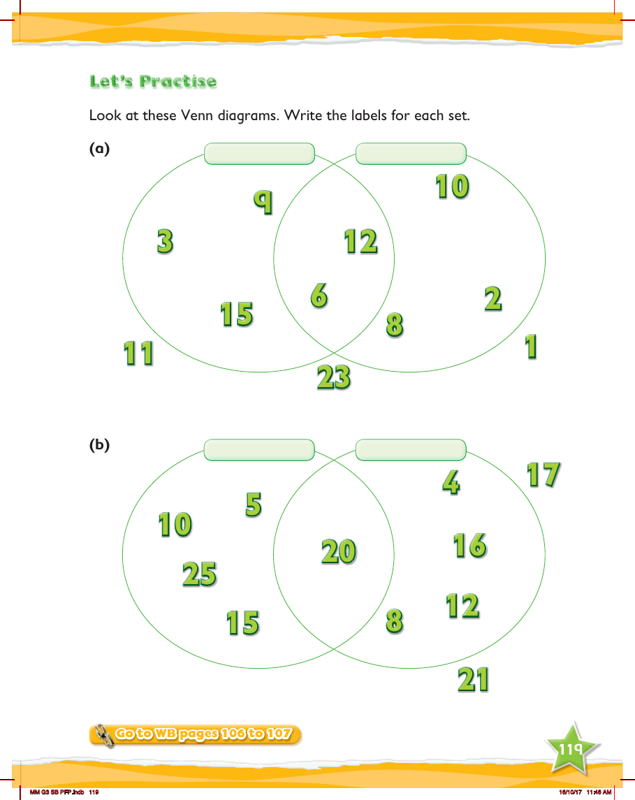 Max Maths, Year 3, Practice, Sorting according to two criteria using Venn diagram