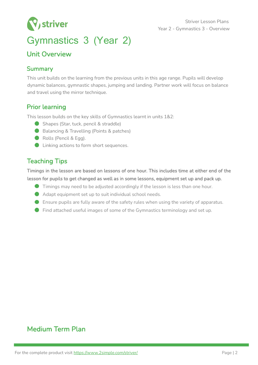 Gymnastics 3 - Unit Overview