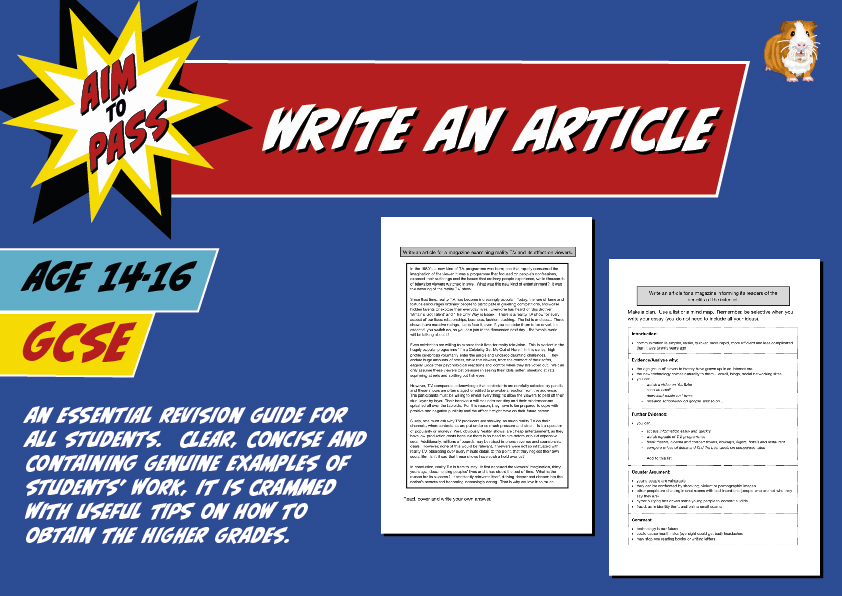 Write An Article For GCSE English (14-16 years) - Teacher Notes