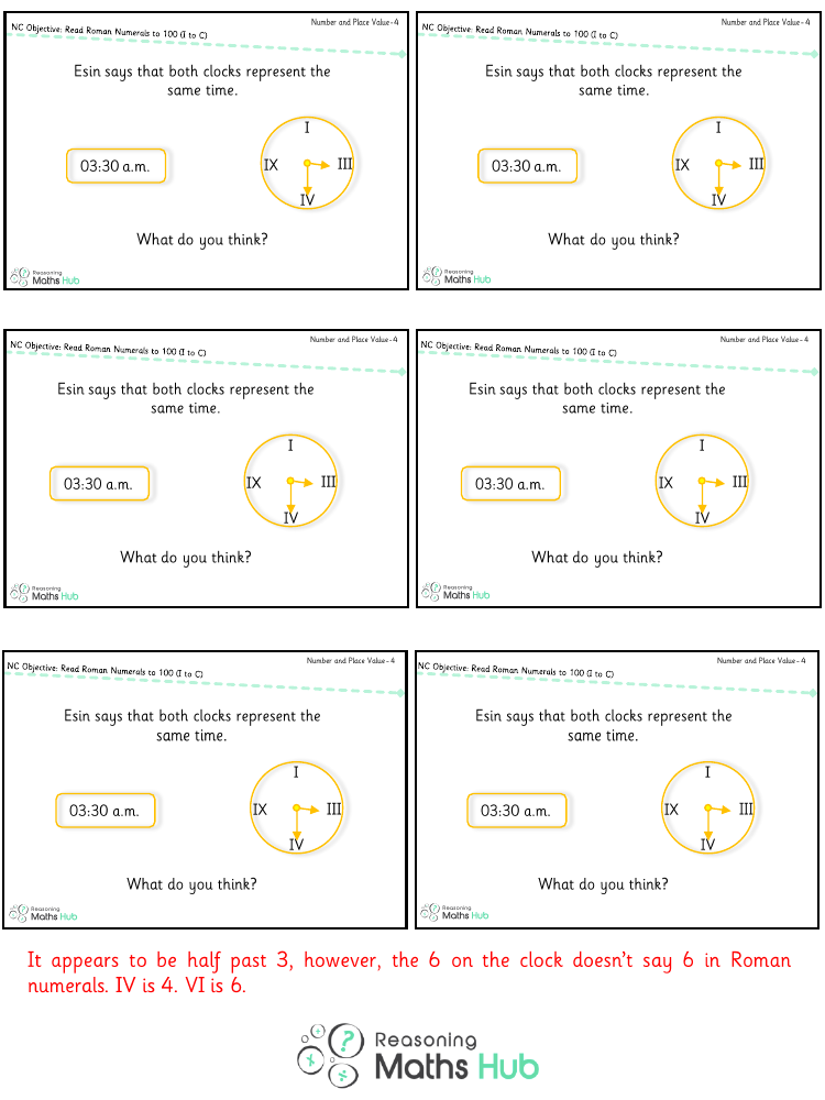 Read Roman Numerals to 100 (I to C) 3 - Reasoning