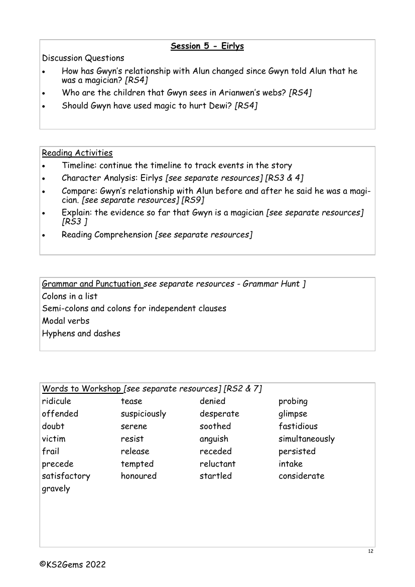 The Snow Spider - Session 5 - Worksheet