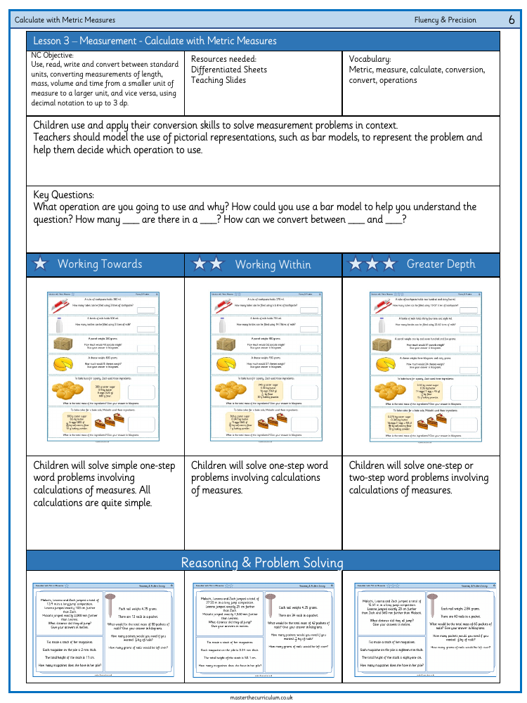 Converting Unit - Calculate with Metric Measures - Worksheet