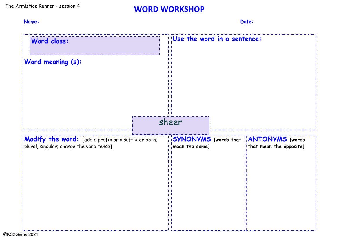 Armistice Runner - Session 4 - Word Workshop