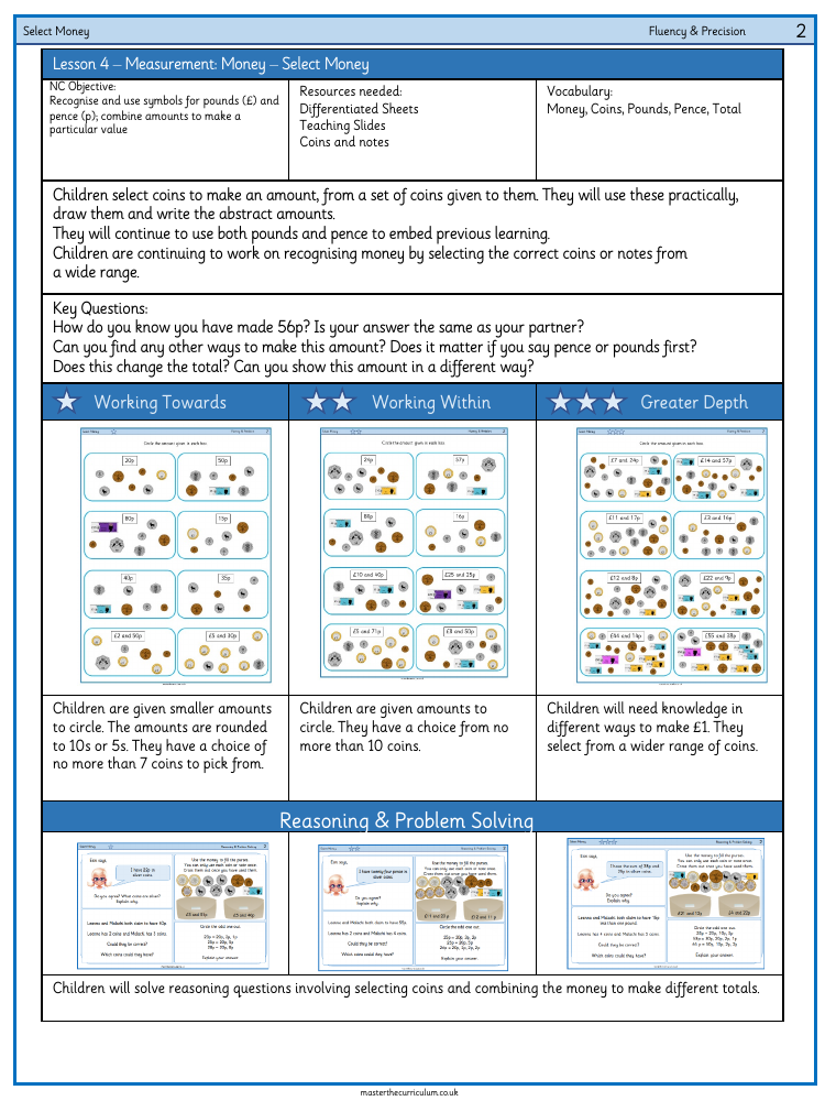 Money - Select money - Worksheet