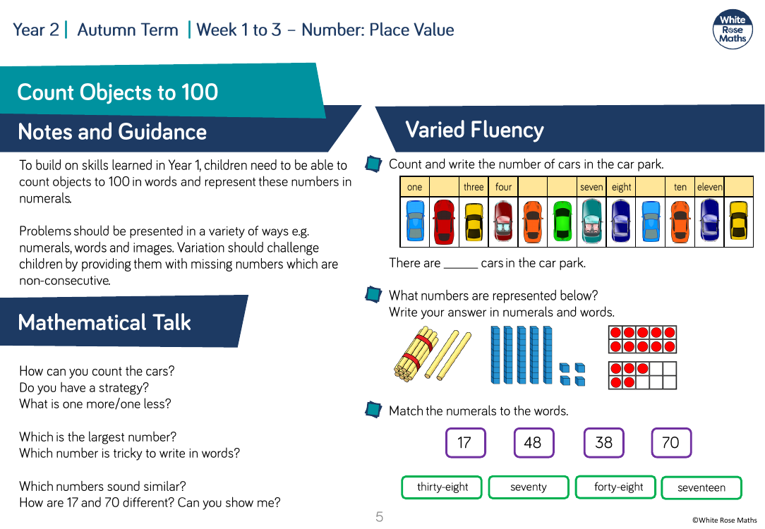 Count objects to 100: Varied Fluency