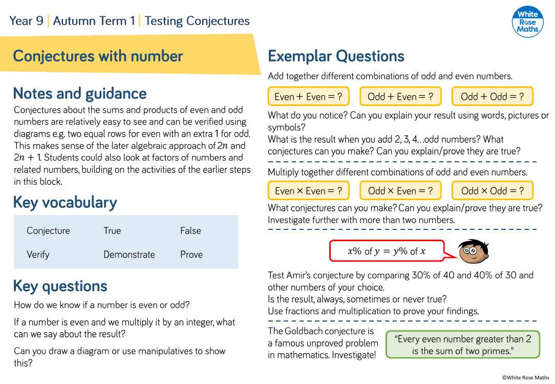 Conjectures With Number: Questions | Maths