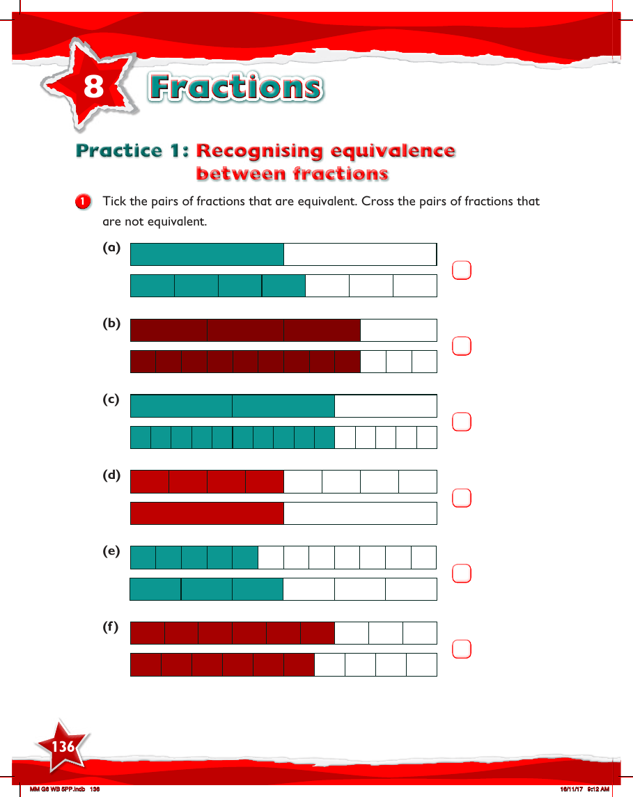 Max Maths, Year 6, Work Book, Recognising equivalence between fractions