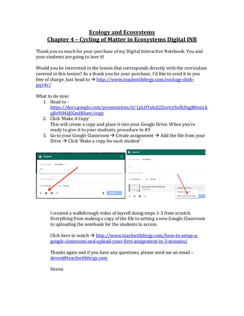 Cycling of Matter in Ecosystems - Teacher's version of Student Digital Interactive Notebook