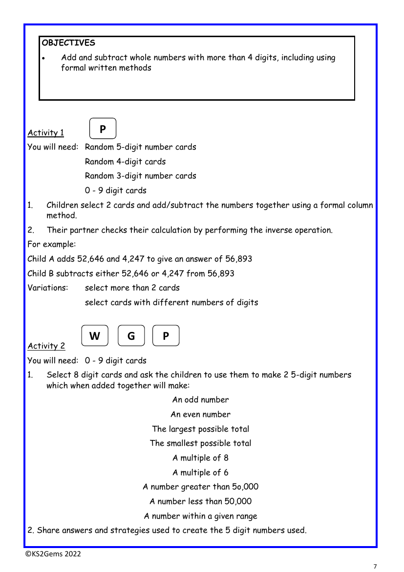 Adding and subtracting with formal written methods worksheet