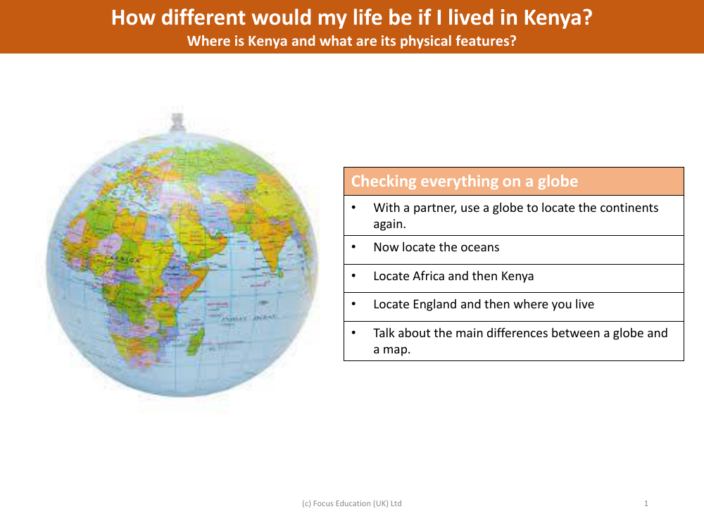 Using a globe - Worksheet