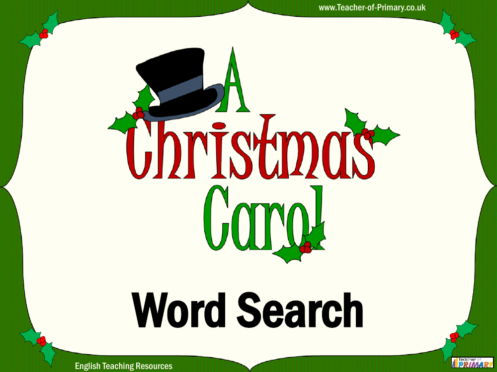 A Christmas Carol Word Search PowerPoint