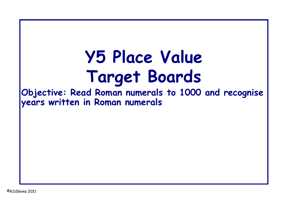 Place Value Target Boards - Roman Numerals