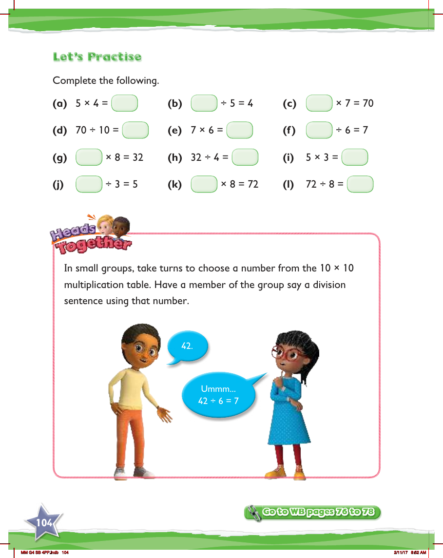 Max Maths, Year 4, Practice, Division review